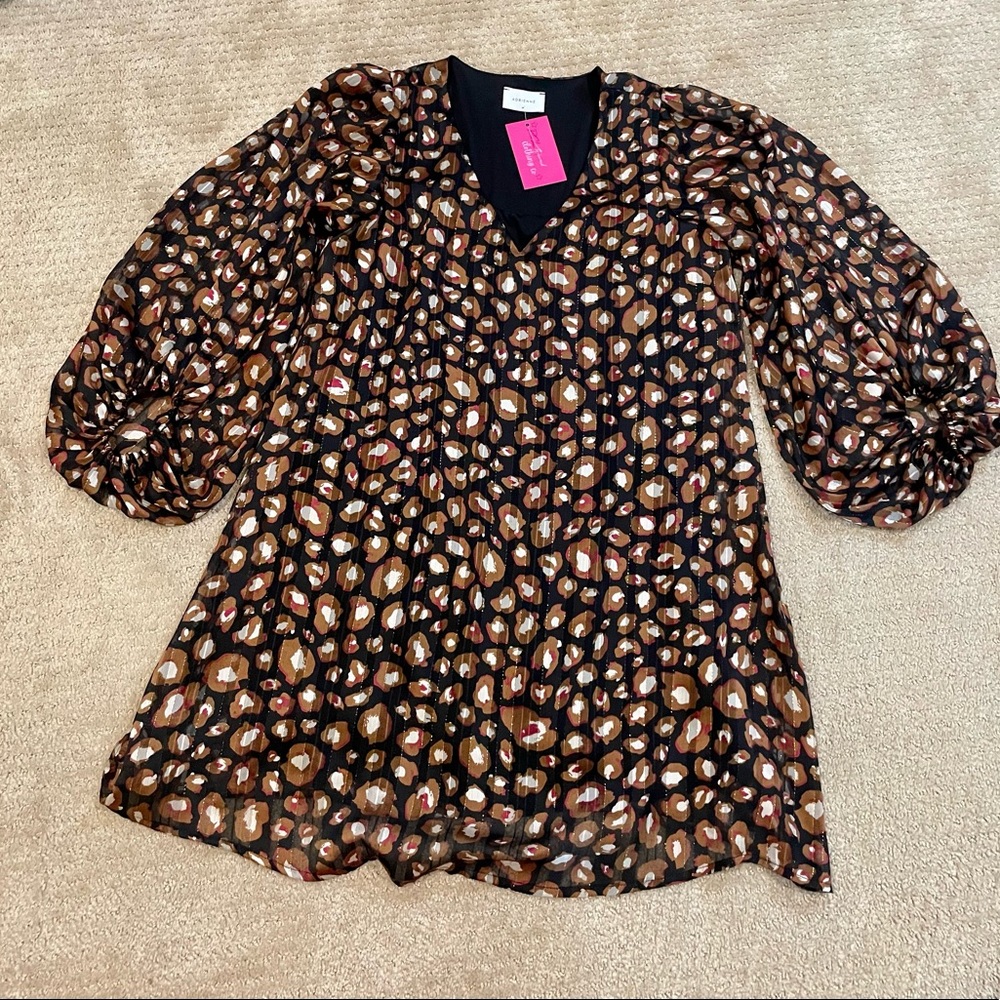Puff sleeve cheetah print dress